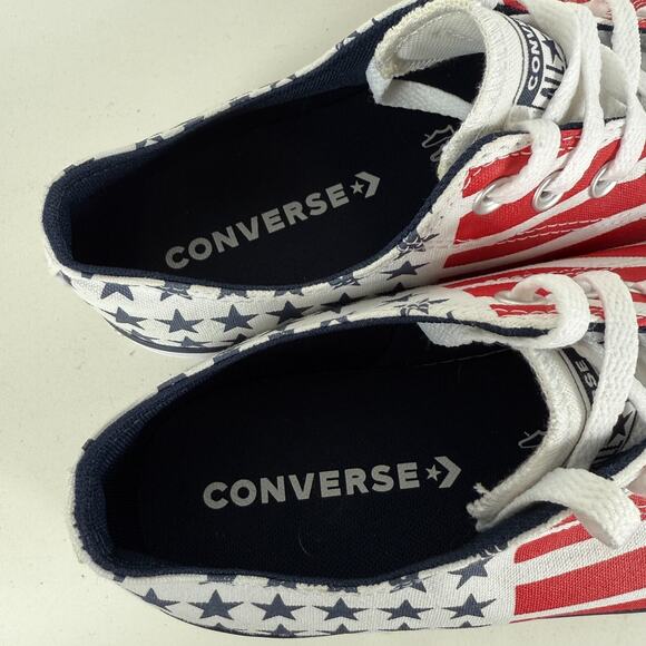 Converse Chuck Taylor All Star Low Sneakers Men's 11 White Red Stars & Stripes - Picture 9 of 10